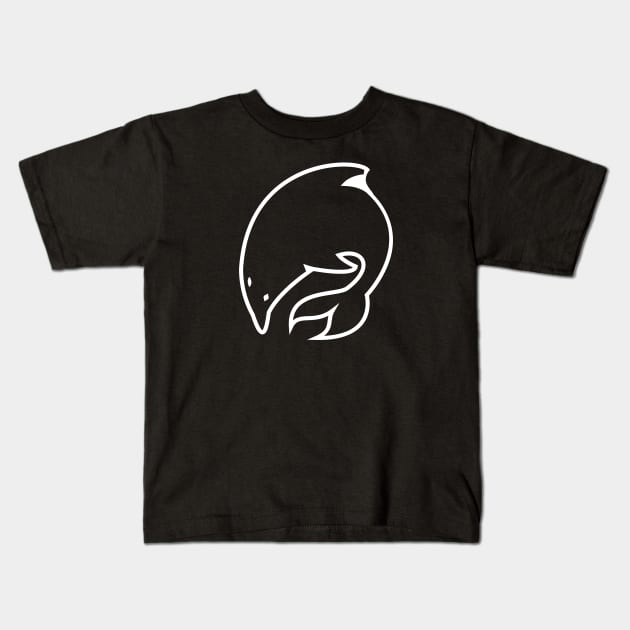 Minimalist dolphin line art (dark version) Kids T-Shirt by Dracos Graphics